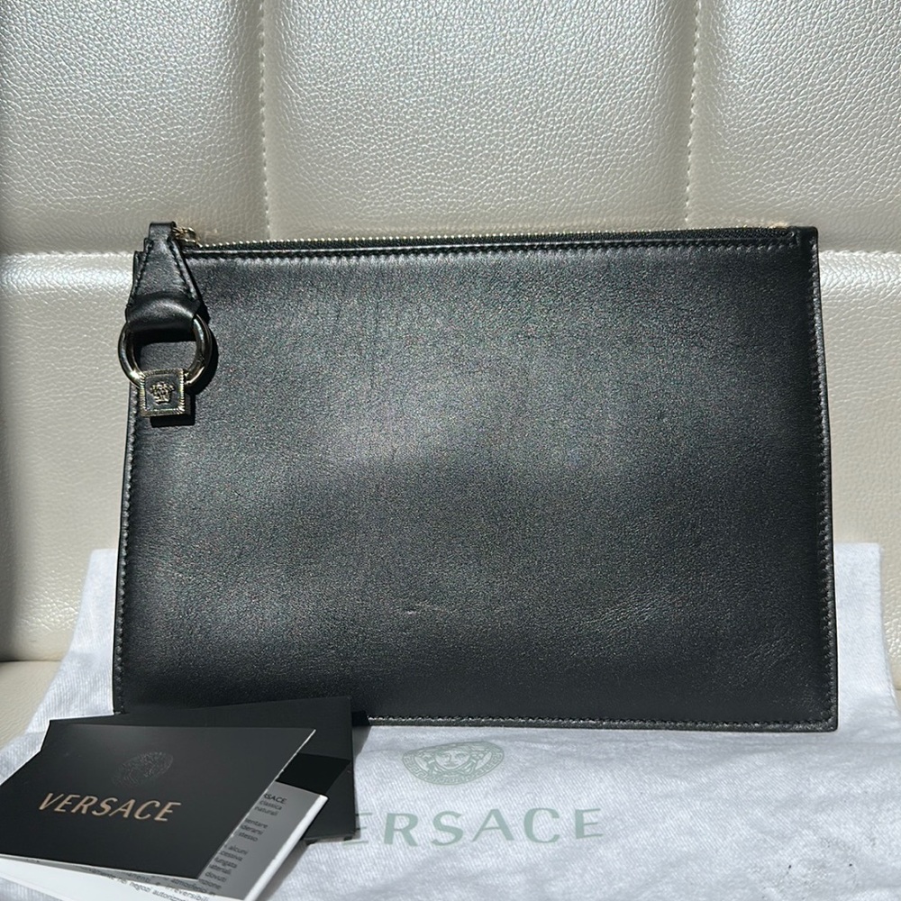 Versace Medusa leather pouch clutch evening purse bag